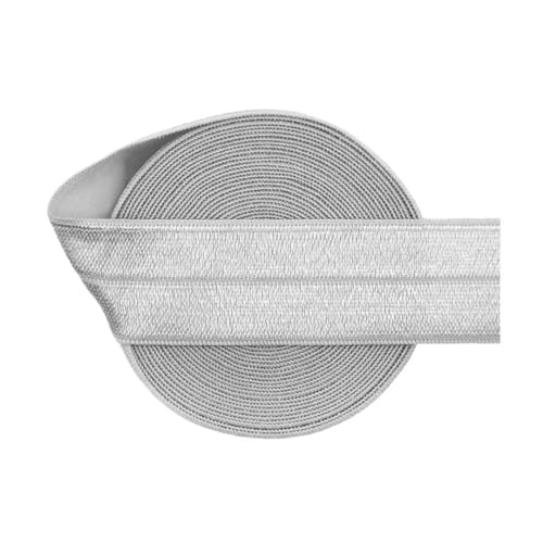 MRVAKDYDI Breites flaches Gummiband, 2/5/10 Yards 1" 25 mm solides Faltgummiband aus Satin, for Stirnbänder, Unterwäsche, Kleider, for Nähen von Spitzenbesatz(Light Silver,5 Yards) von MRVAKDYDI