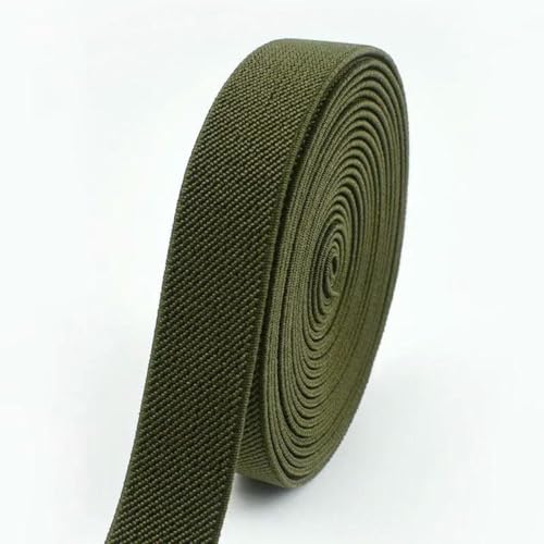 MRVAKDYDI Breites flaches Gummiband, Dekoratives Seil aus Gummi, Nähzubehör, Zubehör, Rot, 10 mm, 5 Meter(ArmyGreen,5Meters) von MRVAKDYDI