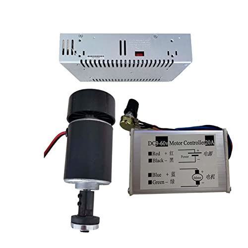 MRVAKDYDI CNC-Spindelmotor-Bausatz, 24VDC 200W 1000RPM Luftgekühlter Motor /52mm Klemmen/Stromversorgung/Drehzahlregler/Sägeblatt(Package4) von MRVAKDYDI