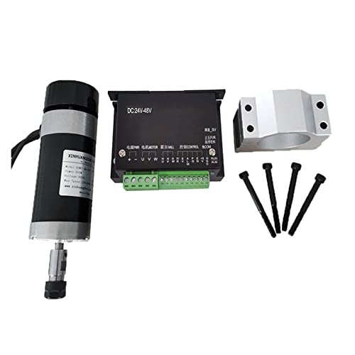 MRVAKDYDI CNC-Spindelmotor-Bausatz, 48 V 500 W ER11 bürstenlose Spindel, 57 mm Klemme mit Schrauben, 48 V bürstenloser Motortreiber, 48 V DC, 10,5 A(Package5) von MRVAKDYDI