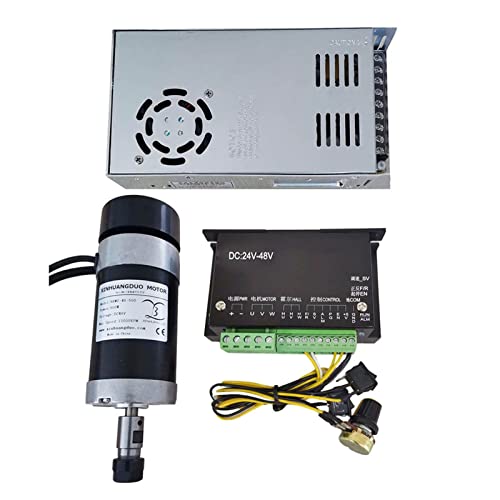 MRVAKDYDI CNC-Spindelmotor-Bausatz, 48 V 500 W ER11 bürstenlose Spindel, 57 mm Klemme mit Schrauben, 48 V bürstenloser Motortreiber, 48 V DC, 10,5 A(Package6) von MRVAKDYDI