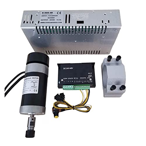 MRVAKDYDI CNC-Spindelmotor-Bausatz, 48 V 500 W ER11 bürstenlose Spindel, 57 mm Klemme mit Schrauben, 48 V bürstenloser Motortreiber, 48 V DC, 10,5 A(Package7) von MRVAKDYDI