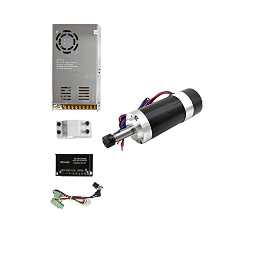 MRVAKDYDI CNC-Spindelmotor-Bausatz, 500 W/0,5 KW ER11/ER16 Bürstenloser DC-Spindelmotor 55-mm-Klemme mit Schrauben 20-50 VDC Schrittmotortreiber 48 VDC 12 A(500w Er16 Kit) von MRVAKDYDI