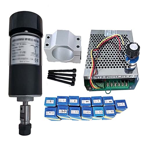 MRVAKDYDI CNC-Spindelmotor-Bausatz, Luftgekühlter 0,3 kW CNC-Spindelmotor-Kit ER11-Spannfutter 300 W Spindelmotor/Stromversorgung Drehzahlregler(Package 6) von MRVAKDYDI