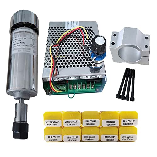 MRVAKDYDI CNC-Spindelmotor-Bausatz, Luftgekühlter 0,4-kW-CNC-Spindelmotor-Kit ER16-Spannfutter 400-W-Spindelmotor/Stromversorgung Drehzahlregler(Package 6 Er16) von MRVAKDYDI