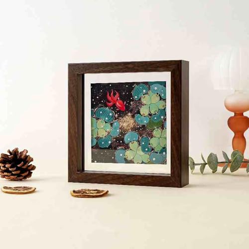MRVAKDYDI Foto-Bilderrahmen anzeigen, Doppelseitiger transparenter Acryl-Holz-Fotorahmen, Mehrfarbig, mehrere Größen(Black Walnut Color,Square 8-inch Wall Hanging) von MRVAKDYDI