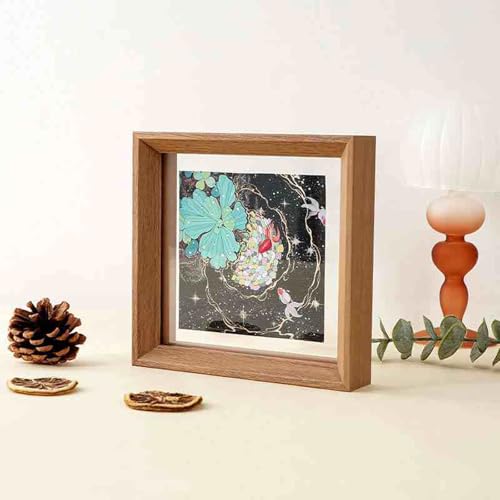 MRVAKDYDI Foto-Bilderrahmen anzeigen, Doppelseitiger transparenter Acryl-Holz-Fotorahmen, Mehrfarbig, mehrere Größen(Wood Grain Color,[33 * 33cm] Wall Hanging) von MRVAKDYDI