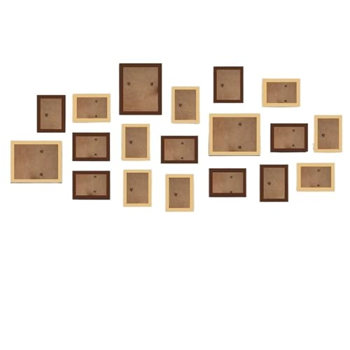 MRVAKDYDI Foto-Bilderrahmen anzeigen, Holz-Fotorahmen for Aufhängen an der Wand, Bilderanzeige, Mehrfarbig, 14er- oder 19er-Pack for die Dekoration im Home-Office(Coffee Wood 19pcs) von MRVAKDYDI