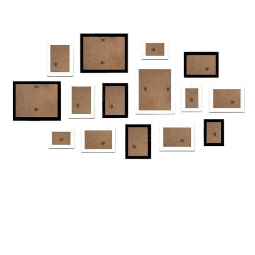 MRVAKDYDI Foto-Bilderrahmen anzeigen, Holz-Fotorahmen for Aufhängen an der Wand, Bilderanzeige, Mehrfarbig, 14er- oder 19er-Pack for die Dekoration im Home-Office(White Black 14Pcs) von MRVAKDYDI