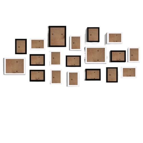 MRVAKDYDI Foto-Bilderrahmen anzeigen, Holz-Fotorahmen for Aufhängen an der Wand, Bilderanzeige, Mehrfarbig, 14er- oder 19er-Pack for die Dekoration im Home-Office(White Black 19pcs) von MRVAKDYDI
