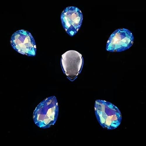 MRVAKDYDI Kristallglas-Klauenstrasssteine, Lose Wassertropfen AB RB Glaskristall-Strasssteine ​​zum Aufnähen auf die Flache Rückseite, Mehrfarbig, mehrere Größen(A21 Sapphire AB,13x18mm 20pcs) von MRVAKDYDI