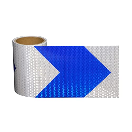 MRVAKDYDI Reflexband für den Außenbereich, Reflektierendes Klebeband, Pfeilwarnung, selbstklebend, hohe Intensität, 3 m x 15 cm, Mehrfarbig, PVC(Blue White) von MRVAKDYDI