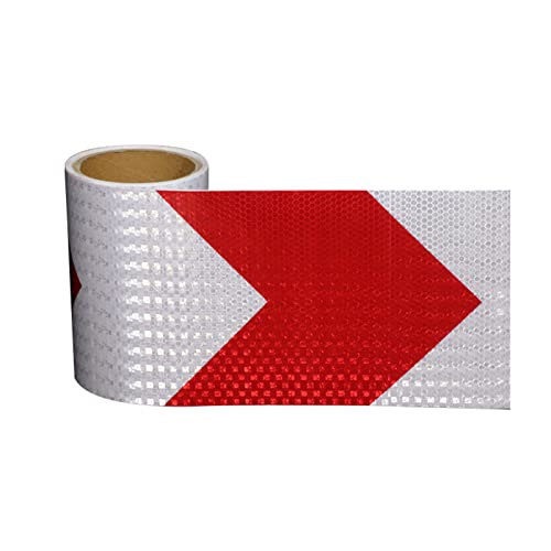 MRVAKDYDI Reflexband für den Außenbereich, Reflektierendes Klebeband, Pfeilwarnung, selbstklebend, hohe Intensität, 3 m x 15 cm, Mehrfarbig, PVC(Red White) von MRVAKDYDI