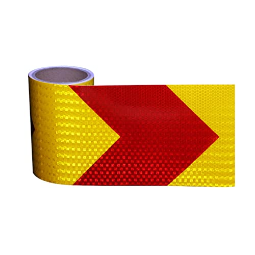 MRVAKDYDI Reflexband für den Außenbereich, Reflektierendes Klebeband, Pfeilwarnung, selbstklebend, hohe Intensität, 3 m x 15 cm, Mehrfarbig, PVC(Red Yellow) von MRVAKDYDI