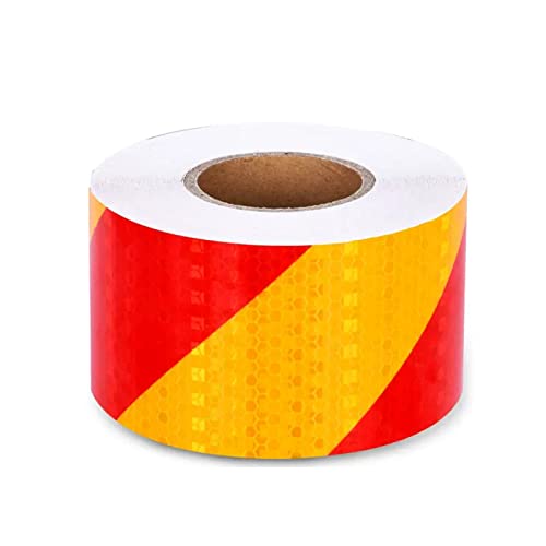 MRVAKDYDI Reflexband für den Außenbereich, Reflektierendes Klebeband, selbstklebend, hohe Sichtbarkeit, Warnung, Mehrfarbig, mehrere Größen(Red Yellow,10cm x 45m) von MRVAKDYDI
