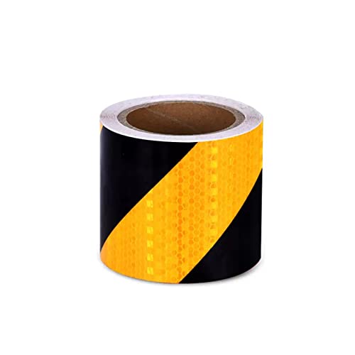 MRVAKDYDI Reflexband für den Außenbereich, Reflektierendes Klebeband, selbstklebend, hohe Sichtbarkeit, Warnung, Mehrfarbig, mehrere Größen(Yellow Black,10cm x 10m) von MRVAKDYDI