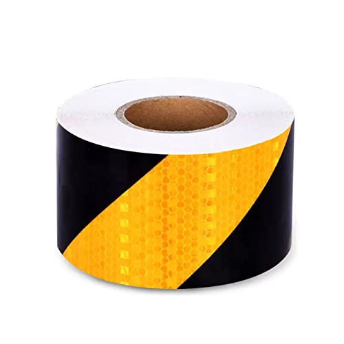MRVAKDYDI Reflexband für den Außenbereich, Reflektierendes Klebeband, selbstklebend, hohe Sichtbarkeit, Warnung, Mehrfarbig, mehrere Größen(Yellow Black,10cm x 45m) von MRVAKDYDI