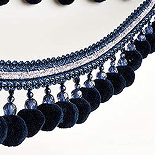 MRVAKDYDI Spitzenborte mit Quaste, Perlen Quaste Fransen Band Trim for Vorhang Nähen Sofa Dekor 2 Meter Multicolor(Dark Blue) von MRVAKDYDI