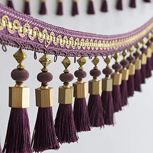 MRVAKDYDI Spitzenborte mit Quaste, Quastenfransenbesatz Polyester 2M Mehrfarbig(Purple) von MRVAKDYDI