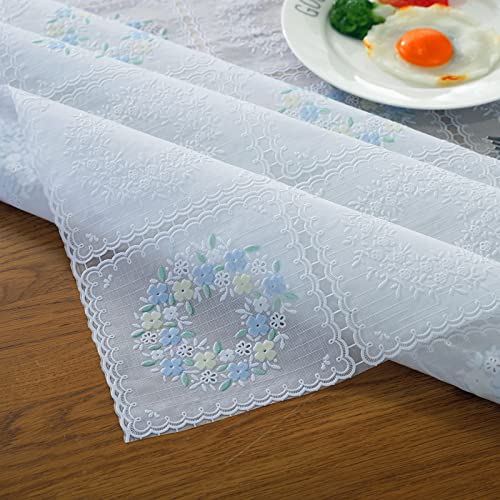 MRVAKDYDI Stick Baumwolle und Tischtuch, Abwischbare quadratische Esstischabdeckung aus Kunststoff(1097 White Blue,70x135cm) von MRVAKDYDI