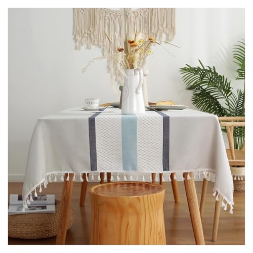 MRVAKDYDI Stick Baumwolle und Tischtuch, Mit Fransen quadratische Tischdecke, Tischdecke for Küchentischdekoration(Blue - 1,78.7 x 55.1 inch) von MRVAKDYDI
