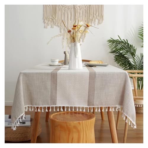 MRVAKDYDI Stick Baumwolle und Tischtuch, Mit Fransen quadratische Tischdecke, Tischdecke for Küchentischdekoration(Coffee - 1,94.5 x 55.1 inch) von MRVAKDYDI