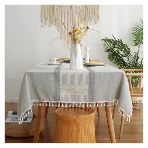 MRVAKDYDI Stick Baumwolle und Tischtuch, Mit Fransen quadratische Tischdecke, Tischdecke for Küchentischdekoration(Gray - 1,78.7 x 55.1 inch) von MRVAKDYDI