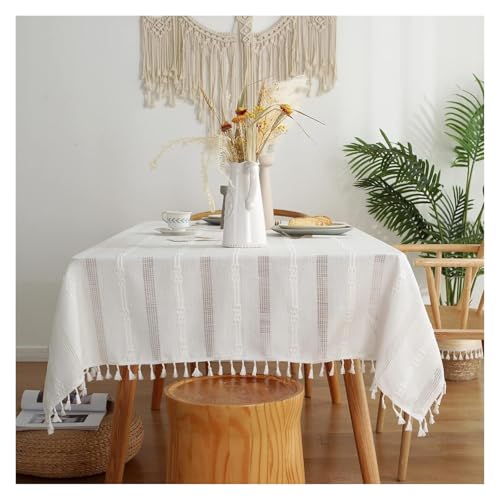 MRVAKDYDI Stick Baumwolle und Tischtuch, Mit Fransen quadratische Tischdecke, Tischdecke for Küchentischdekoration(White - 2,35.4 x 35.4 inch) von MRVAKDYDI