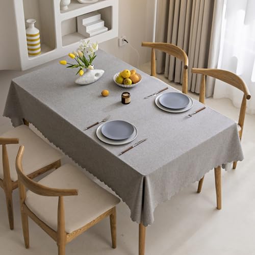 MRVAKDYDI Stick Baumwolle und Tischtuch, Quadratische waschbare Tischdecke aus Baumwollleinen(Grey,86.6 x 51.2 inch) von MRVAKDYDI