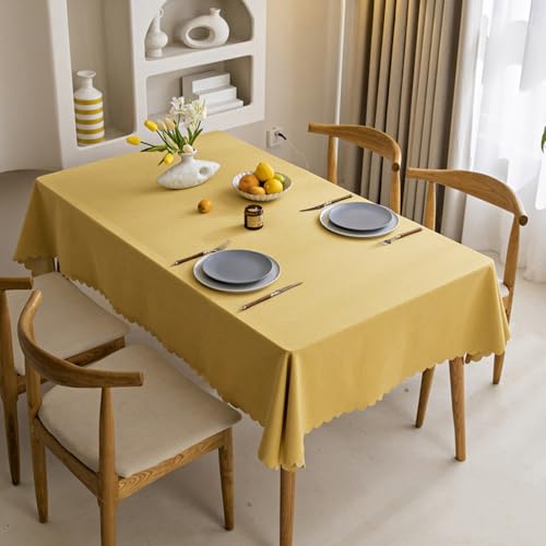 MRVAKDYDI Stick Baumwolle und Tischtuch, Quadratische waschbare Tischdecke aus Baumwollleinen(Yellow,86.6 x 55.1 inch) von MRVAKDYDI