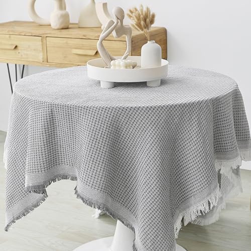 MRVAKDYDI Stick Baumwolle und Tischtuch, Quaste Längliche Tischdecke Tischdecke for Küche Esszimmer Picknick Tischdekoration(Grey,90.6 x 70.9 inch) von MRVAKDYDI