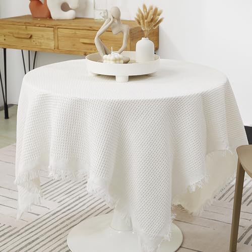 MRVAKDYDI Stick Baumwolle und Tischtuch, Quaste Längliche Tischdecke Tischdecke for Küche Esszimmer Picknick Tischdekoration(White,118.1 x 70.9 inch) von MRVAKDYDI