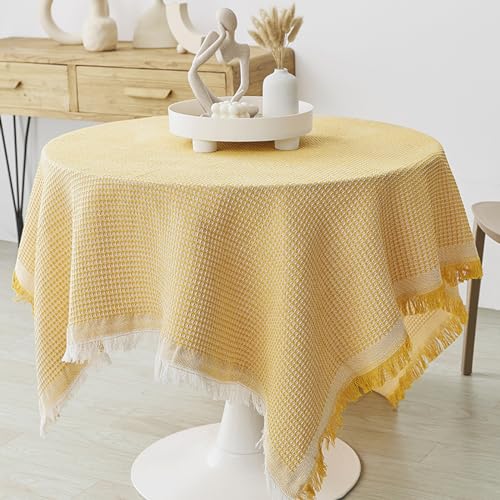 MRVAKDYDI Stick Baumwolle und Tischtuch, Quaste Längliche Tischdecke Tischdecke for Küche Esszimmer Picknick Tischdekoration(Yellow,59.1 x 35.4 inch) von MRVAKDYDI