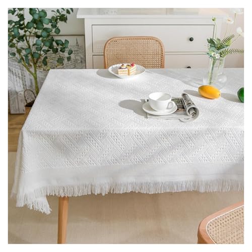 MRVAKDYDI Stick Baumwolle und Tischtuch, Rechteckige Tischdecke mit Quasten, zur Dekoration von Küchentischen(Beige - 1,47.2 x 35.4 inch) von MRVAKDYDI