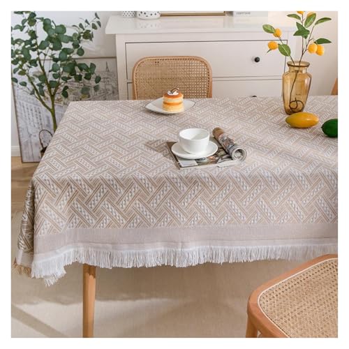 MRVAKDYDI Stick Baumwolle und Tischtuch, Rechteckige Tischdecke mit Quasten, zur Dekoration von Küchentischen(Coffee - 1,70.9 x 35.4 inch) von MRVAKDYDI