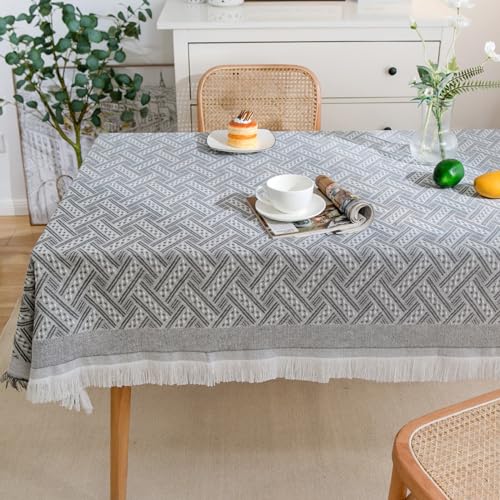MRVAKDYDI Stick Baumwolle und Tischtuch, Rechteckige Tischdecke mit Quasten, zur Dekoration von Küchentischen(Gray - 1,133.9 x 70.9 inch) von MRVAKDYDI