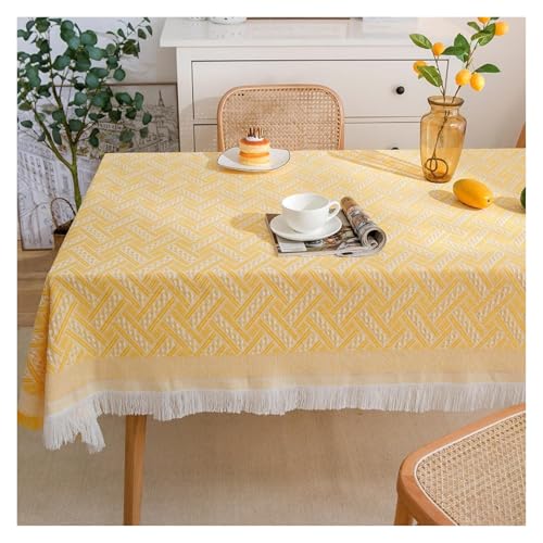 MRVAKDYDI Stick Baumwolle und Tischtuch, Rechteckige Tischdecke mit Quasten, zur Dekoration von Küchentischen(Yellow - 1,70.9 x 51.2 inch) von MRVAKDYDI