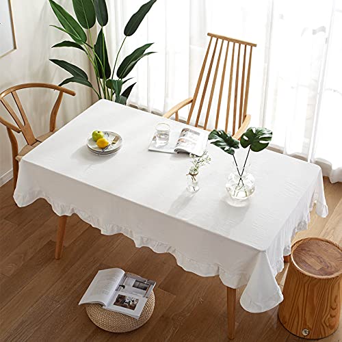 MRVAKDYDI Stick Baumwolle und Tischtuch, Tischdecke mit Quaste, waschbare Tischdecke for Küchen-Esstisch und Stühle(White,140X200cm) von MRVAKDYDI