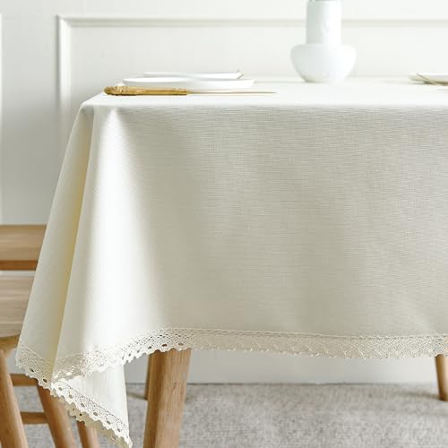 MRVAKDYDI Stick Baumwolle und Tischtuch, Tischdecke mit Quasten, Tischdecke for Hochzeitsfeier, Esstischdekoration(Beige - B,59.1 x 35.4 inch) von MRVAKDYDI