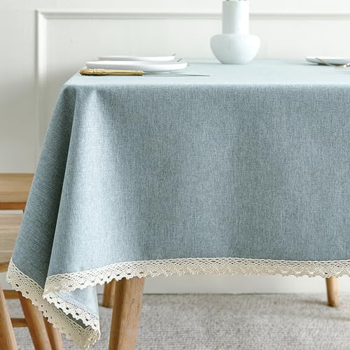 MRVAKDYDI Stick Baumwolle und Tischtuch, Tischdecke mit Quasten, Tischdecke for Hochzeitsfeier, Esstischdekoration(Light Blue - B,53.1 x 35.4 inch) von MRVAKDYDI