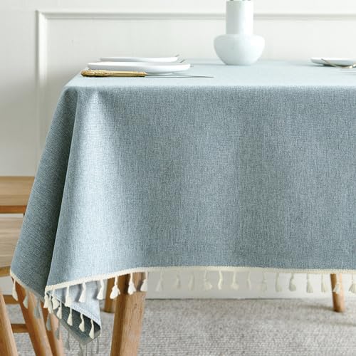 MRVAKDYDI Stick Baumwolle und Tischtuch, Tischdecke mit Quasten, Tischdecke for Hochzeitsfeier, Esstischdekoration(Light Blue - a,47.2 x 31.5 inch) von MRVAKDYDI