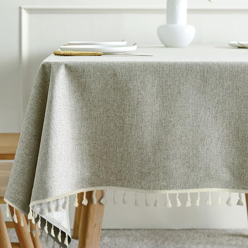 MRVAKDYDI Stick Baumwolle und Tischtuch, Tischdecke mit Quasten, Tischdecke for Hochzeitsfeier, Esstischdekoration(Light Gray - a,63 x 47.2 inch) von MRVAKDYDI