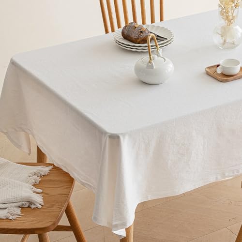 MRVAKDYDI Stick Baumwolle und Tischtuch, Waschbare Tischdecke for Küche/Esszimmer/Party/Buffet(White,53.1 x 53.1 inch) von MRVAKDYDI