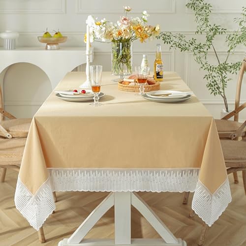 MRVAKDYDI Stick Baumwolle und Tischtuch, abwaschbare Tischdecke for Küchen-Esstisch und Stuhl-Buffet-Dekoration(Yellow,59.1 x 59.1 inch) von MRVAKDYDI