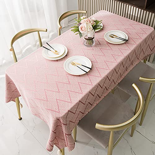 MRVAKDYDI Stick Baumwolle und Tischtuch, mit quadratischer Tischdecke for den Esstisch drinnen und draußen(Pink,66.9 x 47.2 inch) von MRVAKDYDI