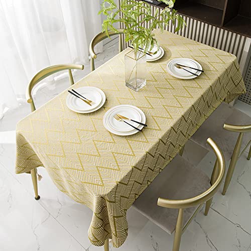 MRVAKDYDI Stick Baumwolle und Tischtuch, mit quadratischer Tischdecke for den Esstisch drinnen und draußen(Yellow-2,35.4 x 35.4 inch) von MRVAKDYDI