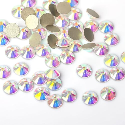 MRVAKDYDI Strasssteine zum Aufnähen für Kunsthandwerk， AB Hot fix Flat Back Round Rhinestones Multicolor Multiple Sizes(Gold AB,Ss12 1440pcs) von MRVAKDYDI