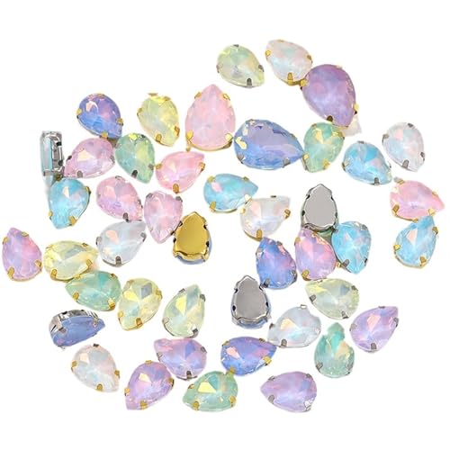 MRVAKDYDI Strasssteine zum Aufnähen für Kunsthandwerk， Pack of 10 Claw Set Glass Rhinestones White & Golden Claw Multiple Colors Multiple Sizes(10X14mm Random Mix,10PCS-GOLDEN Claw) von MRVAKDYDI