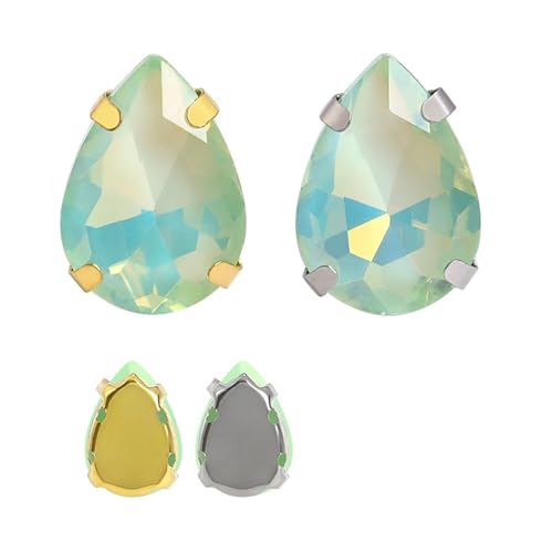 MRVAKDYDI Strasssteine zum Aufnähen für Kunsthandwerk， Pack of 10 Claw Set Glass Rhinestones White & Golden Claw Multiple Colors Multiple Sizes(13X18mm 214DE,10PCS-GOLDEN Claw) von MRVAKDYDI