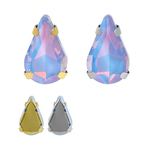MRVAKDYDI Strasssteine zum Aufnähen für Kunsthandwerk， Pack of 10 Claw Set Glass Rhinestones White & Golden Claw Multiple Colors Multiple Sizes(8X13mm 211DE,10PCS-White K Claw) von MRVAKDYDI